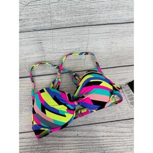 Relleciga Women's Neon Printed Bikini Swim Top Size Small